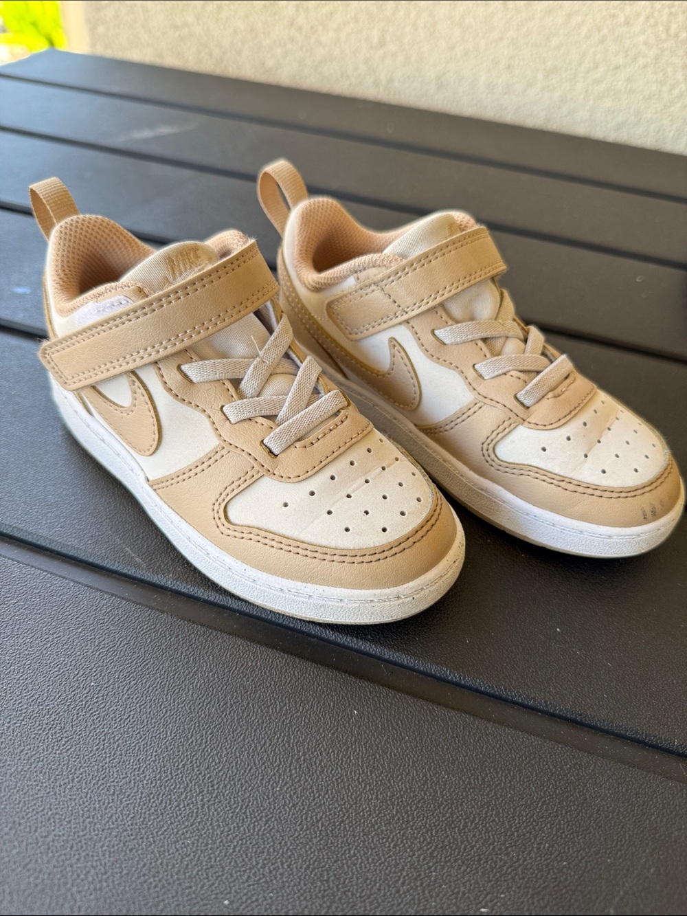 Nike Little Kids Neutral Tan & Cream Velcro Sneakers